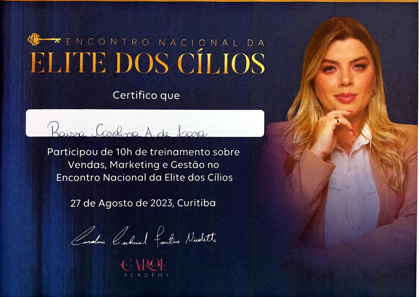 Certificado: Elite dos Cílios: vendas, marketing e gestão (10h)